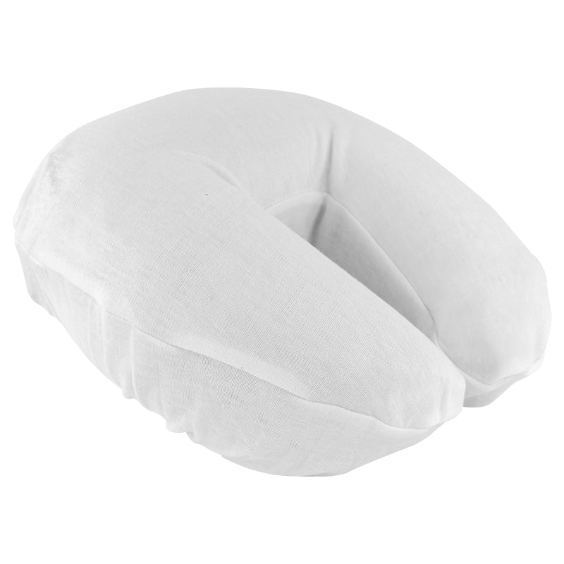 Jersey Fitted Face Rest Covers - White side view on crescent paid