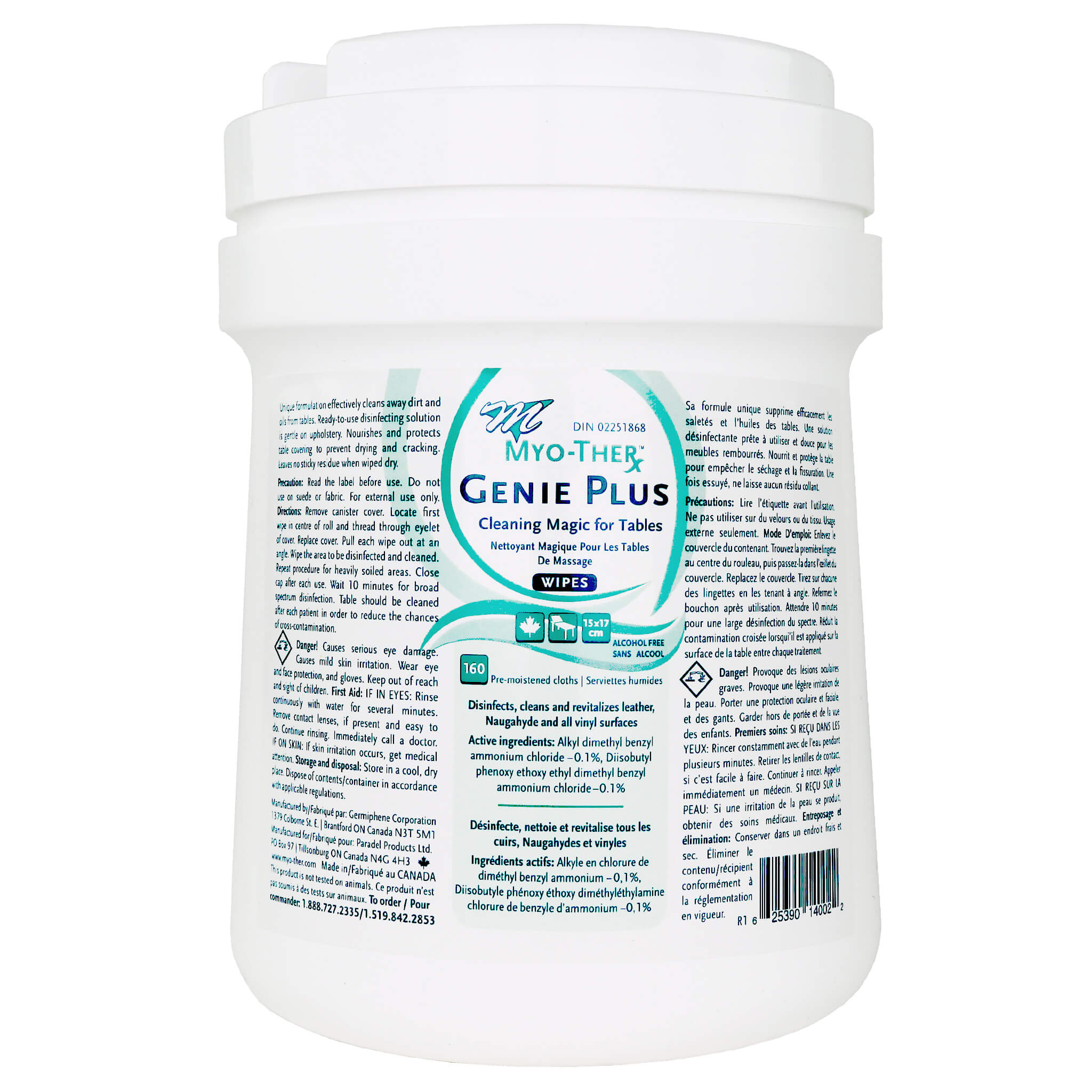 MyoTher Genie Plus Massage Table Cleaning wipes canister