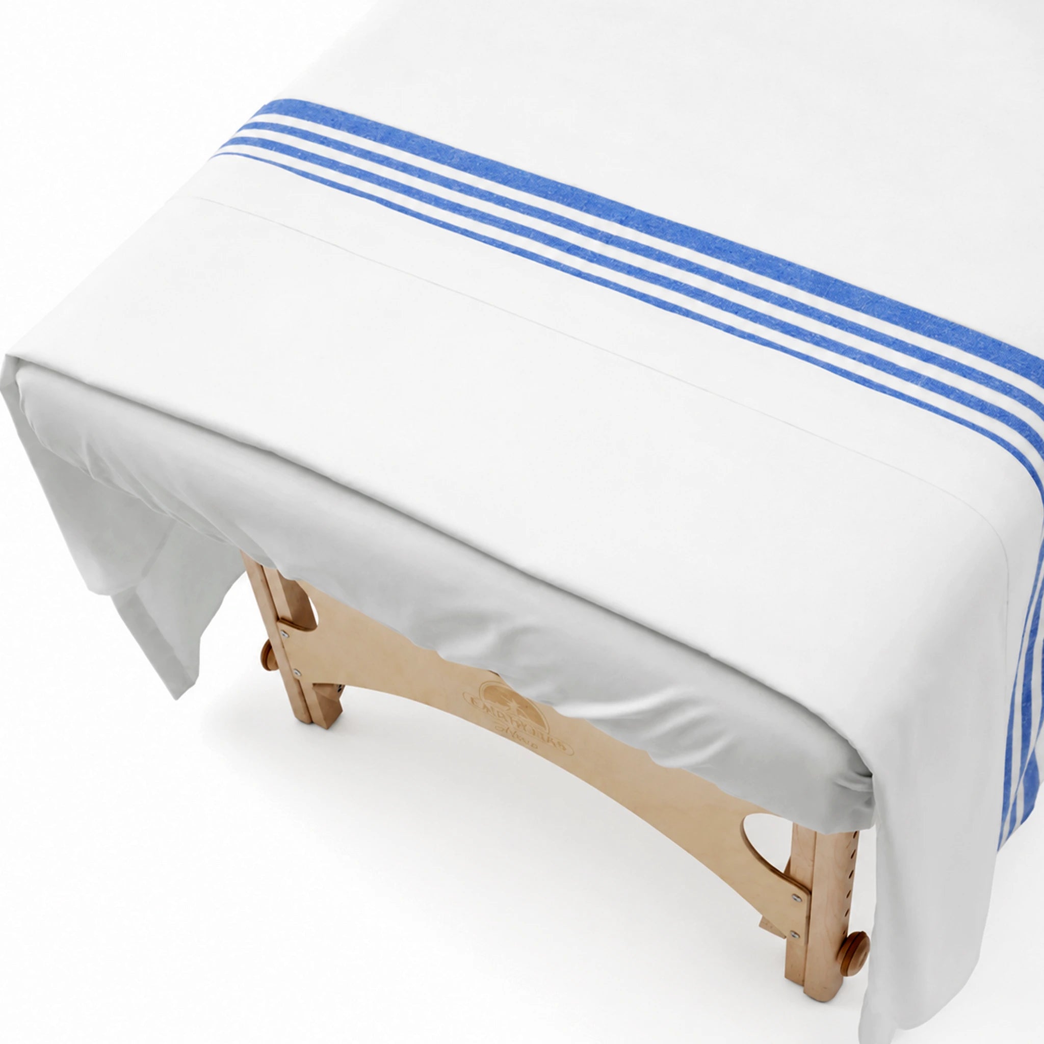 WR Linens Body Flannel Hospital Blanket Draped Over Massage Table in Professional Spa Setting