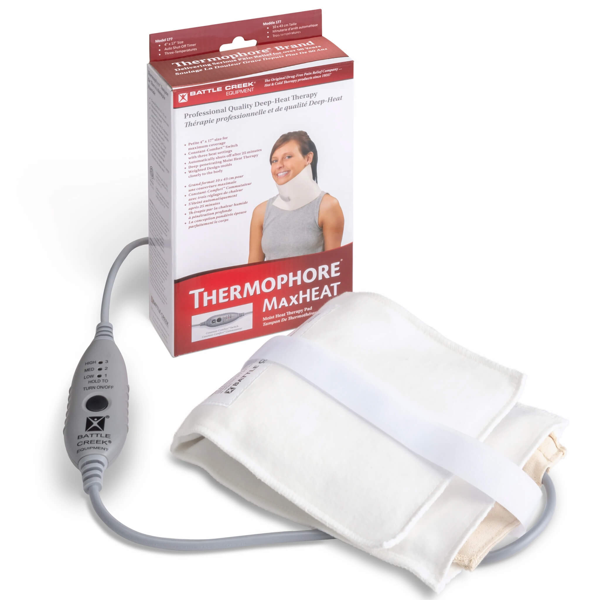 MaxHeat deep Heat Therapy heating pad cervical 4 x 17" from WR Linens