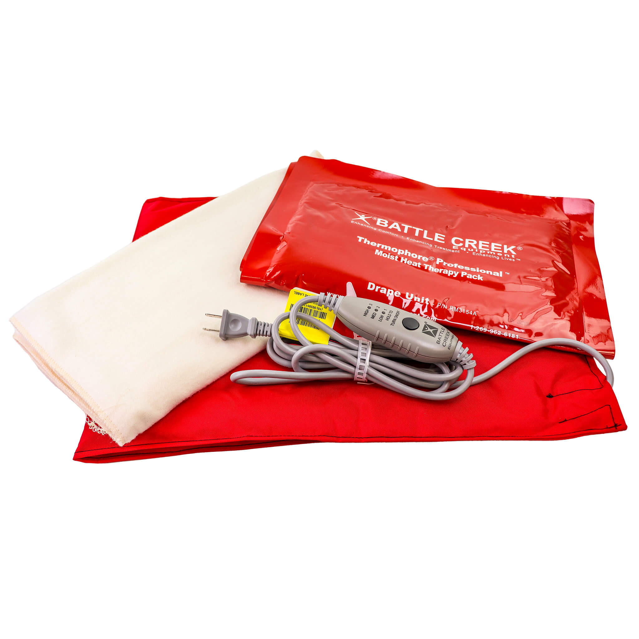 Unpacked Thermophore Professional Heating Pad against a white background from WR Linens