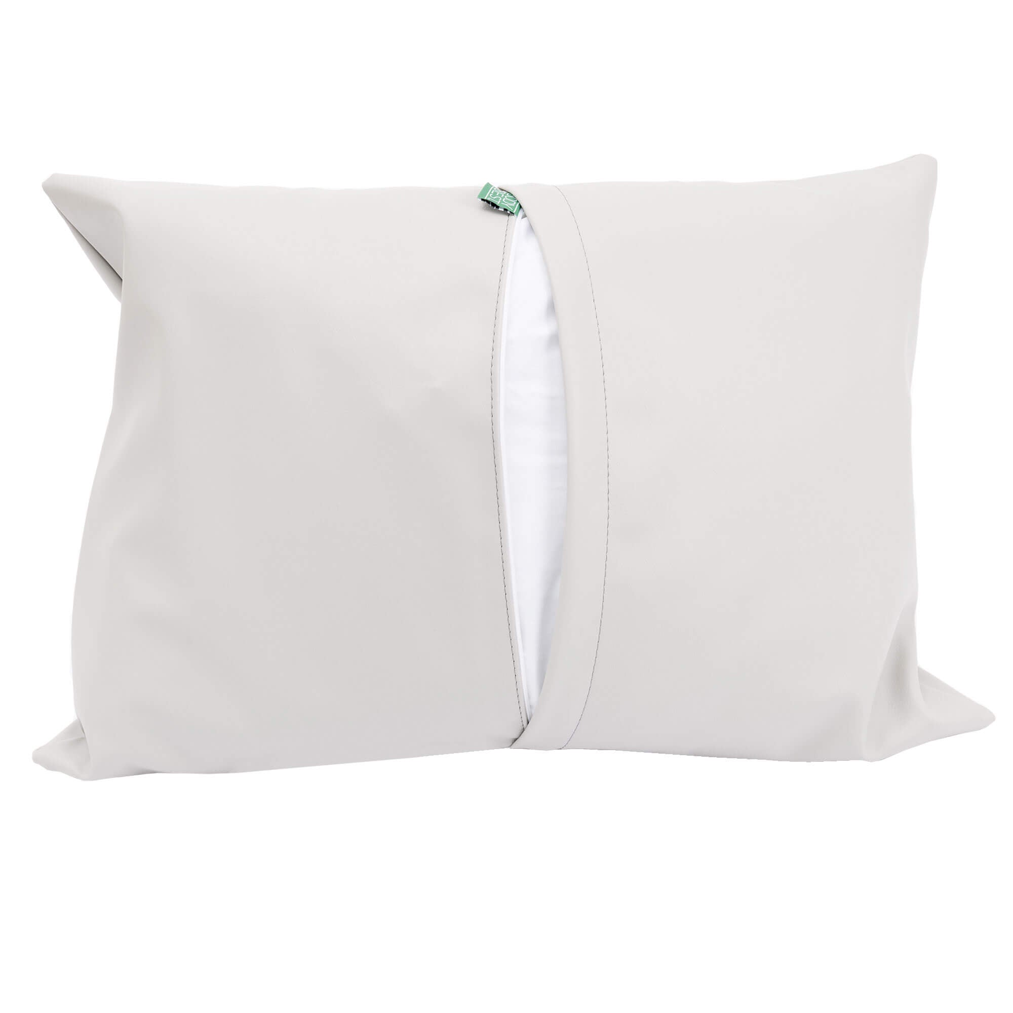 BodyBest Vinyl pillow protector insert open on the back showing pillow inside