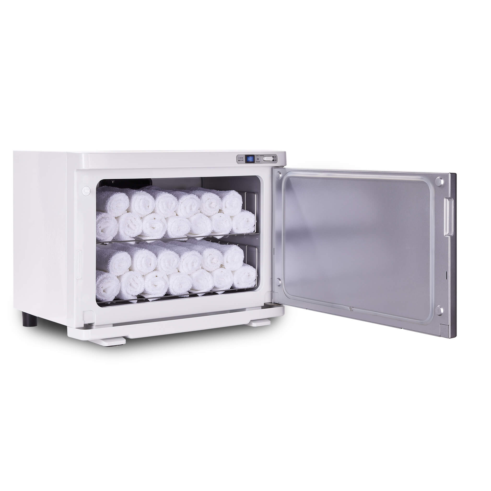 Earthlite Standard UV Hot Towel Cabinet White Open