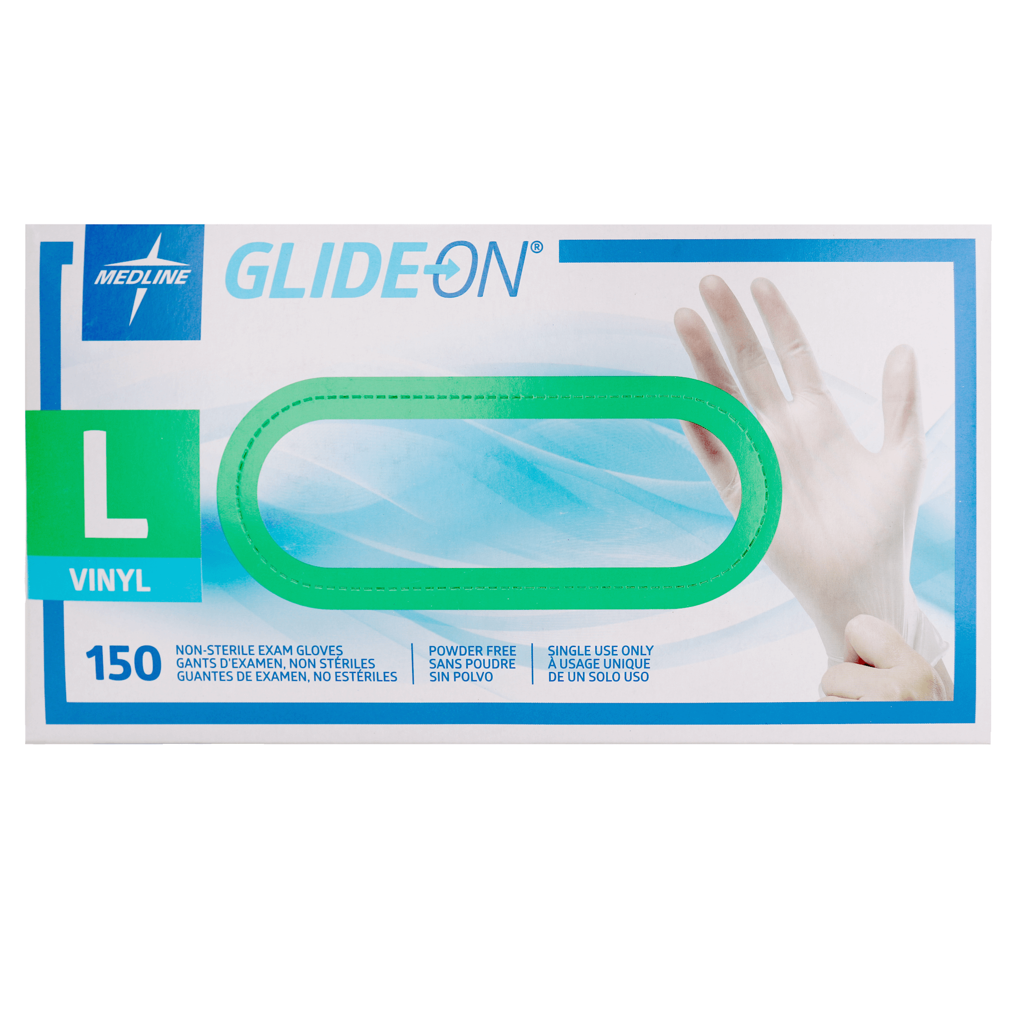 Glide-On Vinyl Powder Free Disposable Gloves Large