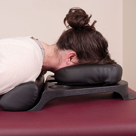 Oakworks Prone Pillow Black demo facedown from WR Linens