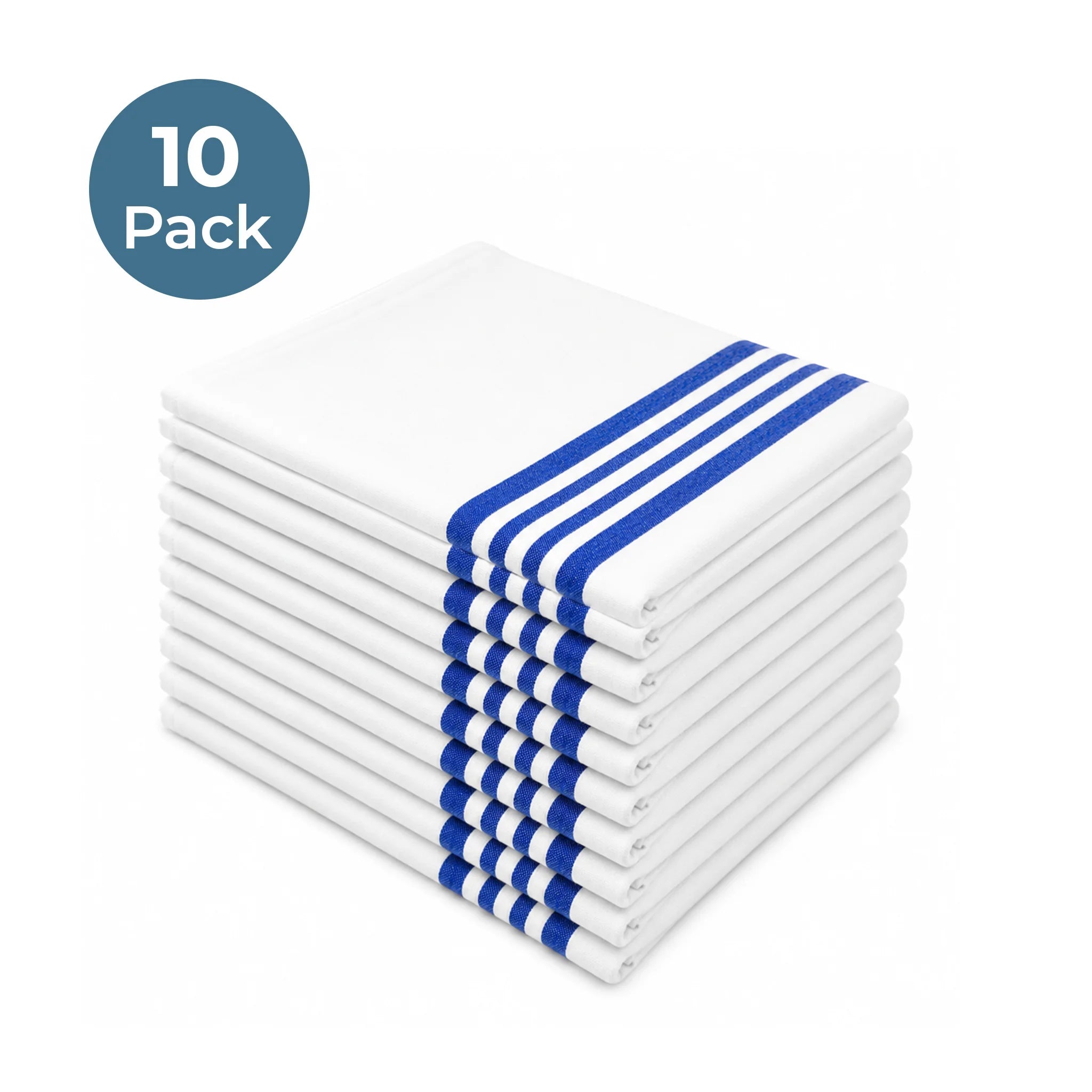 Stack of 10 Body Best Flannel Hospital Blankets Folded with Blue Stripe Detail