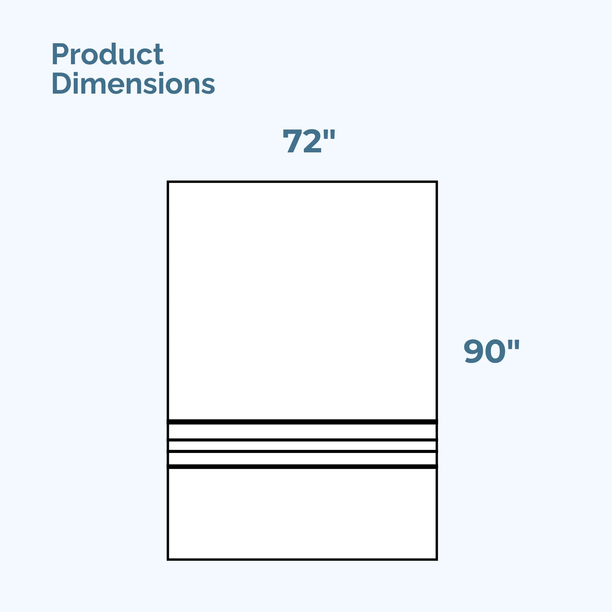 WR Linens Flannel Hospital Blanket Dimensions 72x90 Inches with Size Reference Graphic