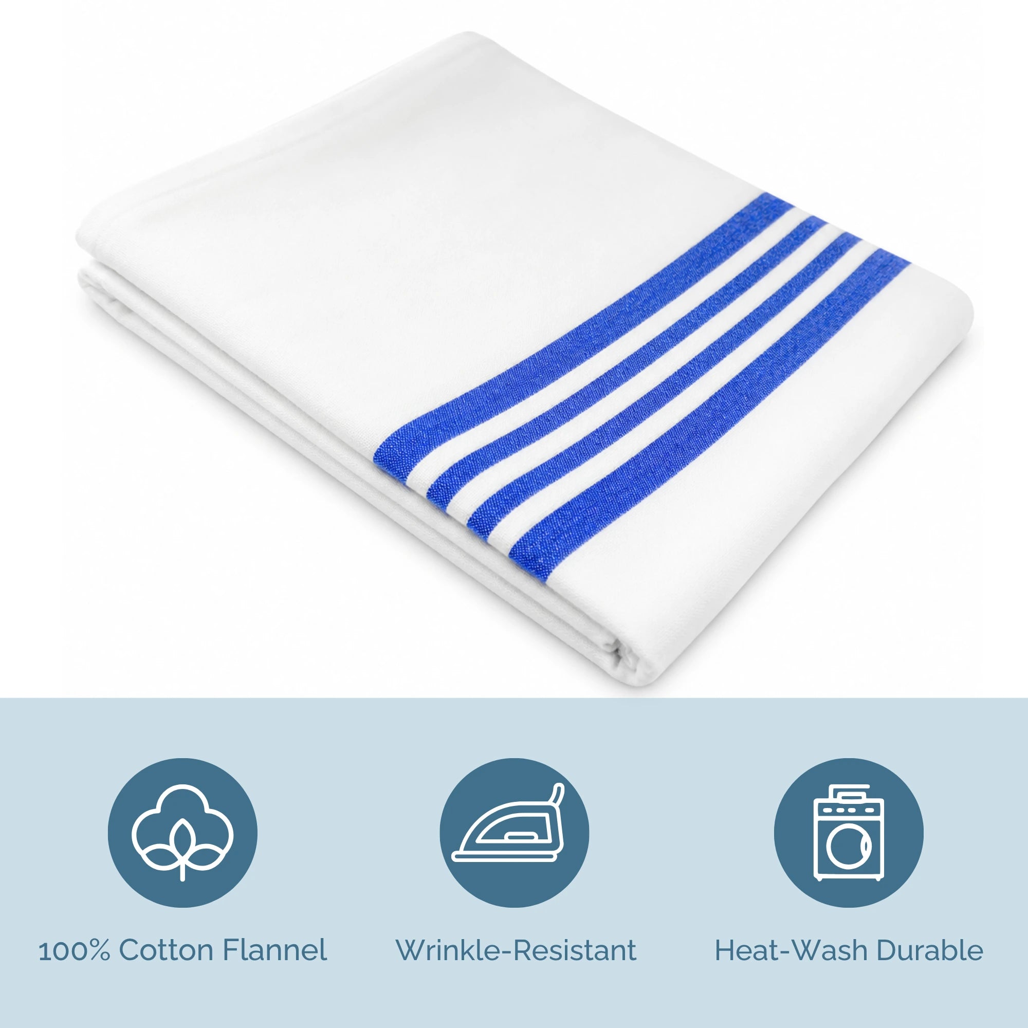 Close-Up of WR Linens Flannel Hospital Blanket Showing Soft Flannel Fabric and Blue Stripe Design
