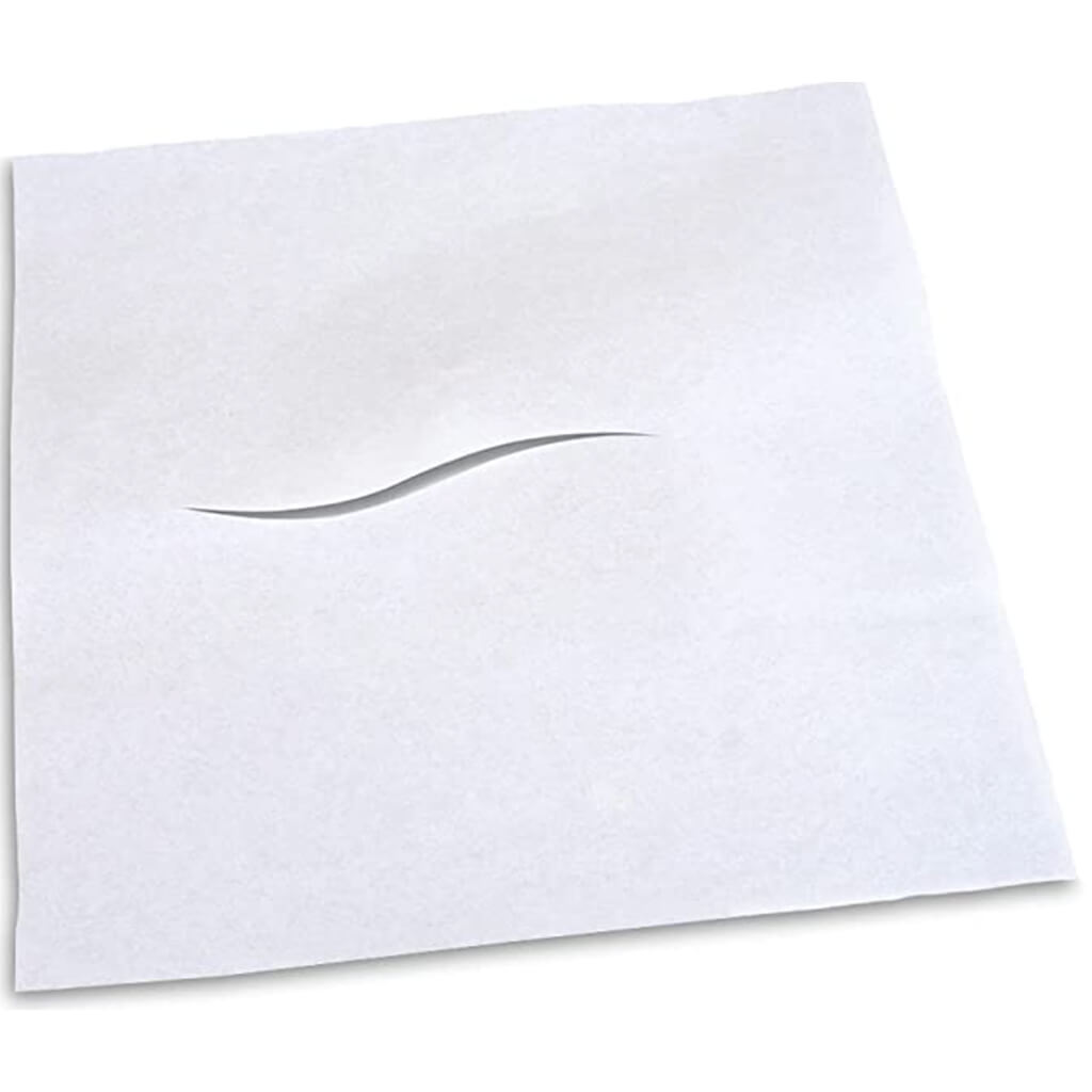 Headrest Paper Tissue Sheets – Tissue Paper Squares for Chiropractic Exam Table or Massage Table – White – 12-Inch x 12-Inch – with Nose Slit 