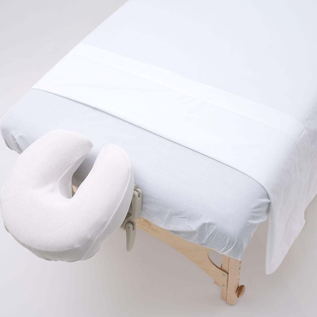 T200 Percale Flat Massage Table Sheets 54x90 folded down