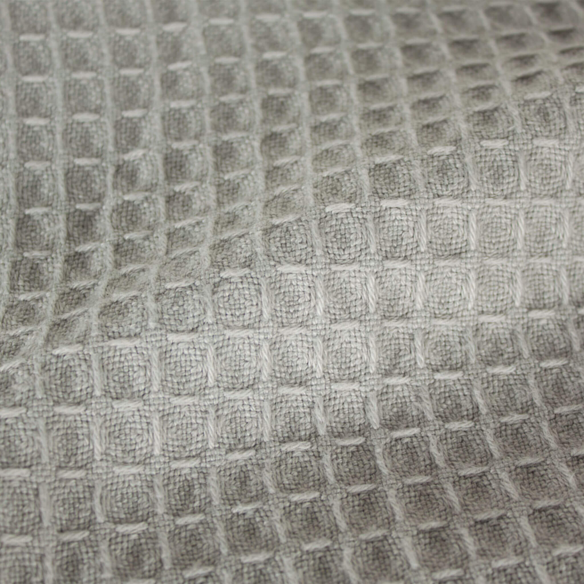 Waffle Weave Blanket texture close up grey