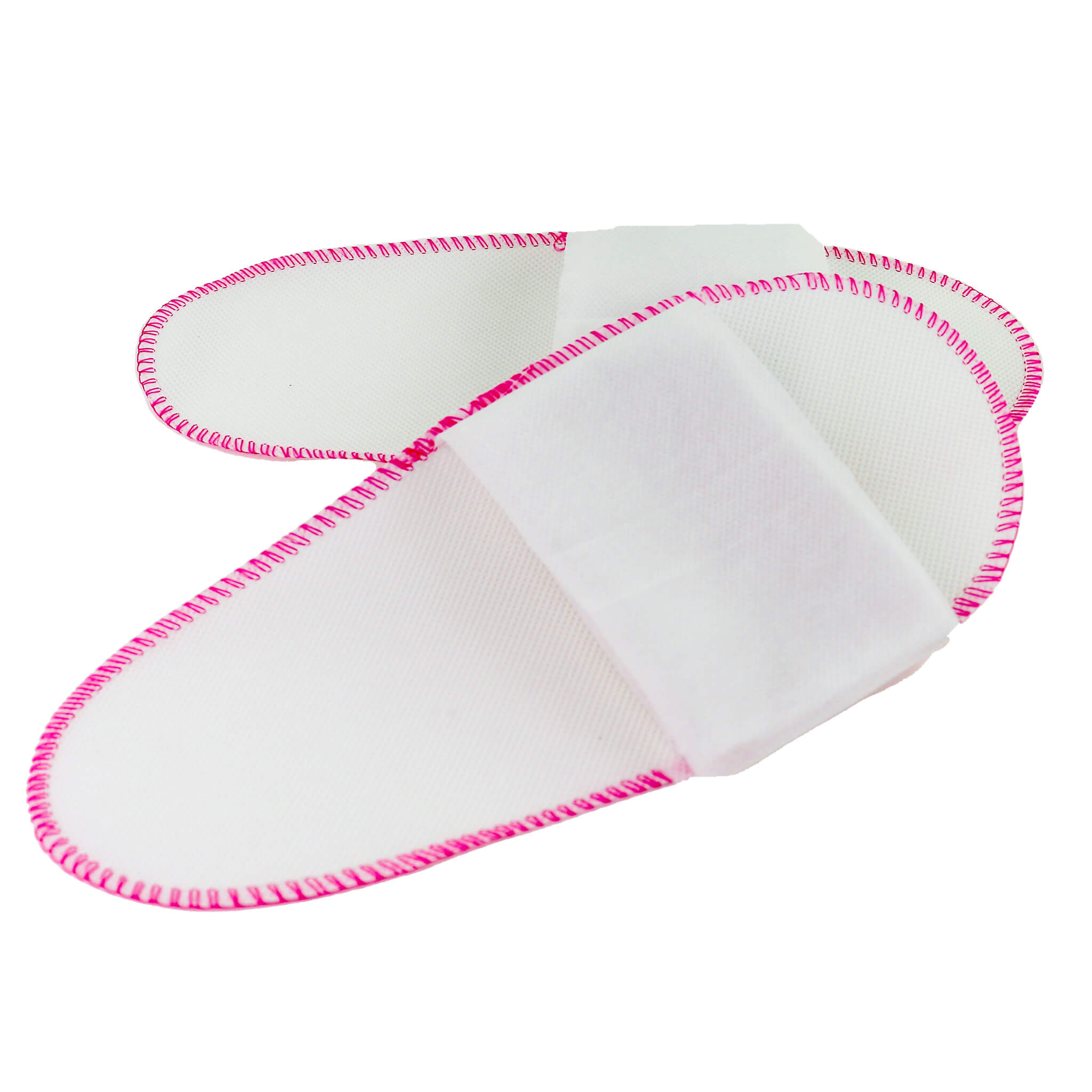 WR Linen Non Woven Disposable Spa Slippers white with pink trim 
