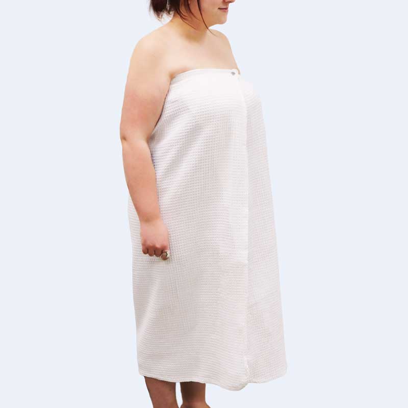 Waffle Spa Wrap - Long female model from WR Linens
