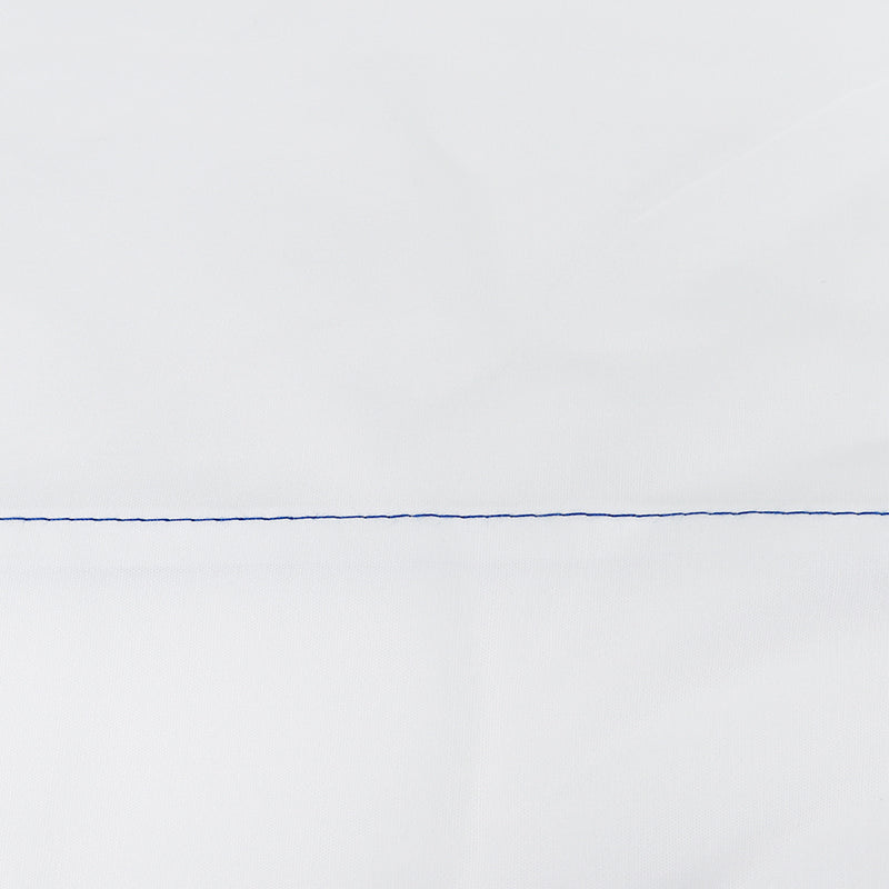 T200 Percale Flat Bed Sheets - Twin, Queen, King blue thread