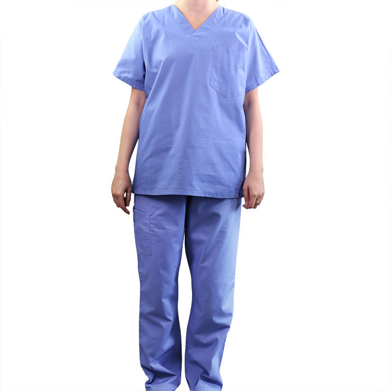 BodyBest V Neck Scrub Suit front on model from WR Linens